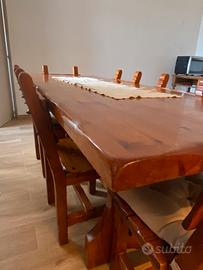 Set tavolo con 6 sedie in legno massello