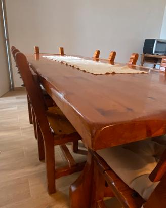 Set tavolo con 6 sedie in legno massello