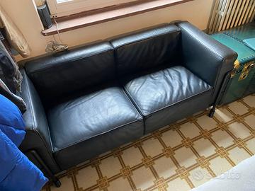 Divano in Pelle Nera Stile Le Corbusier (LC3), 2 P