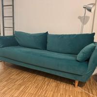 Divano 3 posti verde in velluto