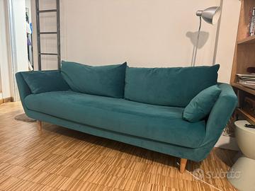 Divano 3 posti verde in velluto