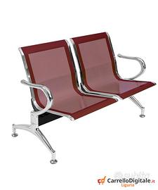 Panca per sala attesa 2 posti in acciaio Rosso