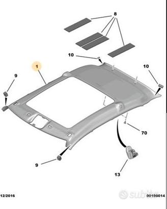 Sottotetto cielo citroen c3 b618 vetro padiglione