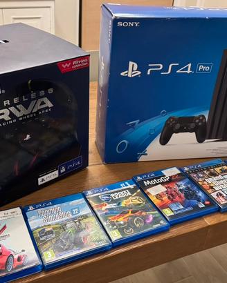 Playstation 4 pro con strerzo e pedali