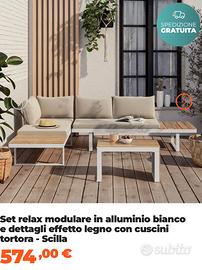 Set modulare divano e tavolo da giardino/terrazza.