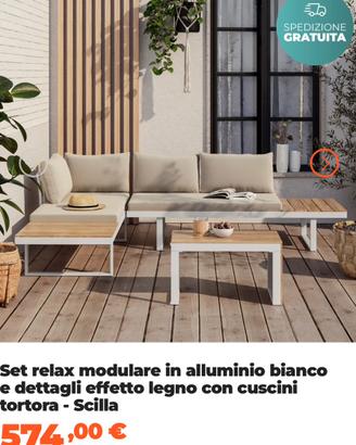 Set modulare divano e tavolo da giardino/terrazza.