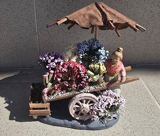 Pastore Terracotta – Fioraia con Carretto Presepe