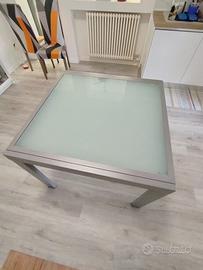Tavolo allungabile in vetro cm. 90 x 90