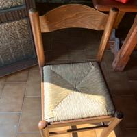 Sedie in legno con seduta in paglia