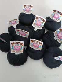LOTTO 10 GOMITOLI LANA MERINO NERO 500 GR