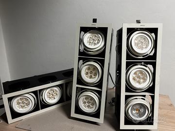 Faretti incasso con 3 punti luce completi x 9 pz.