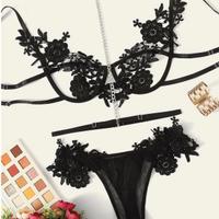 Lingerie sexy completo decorazioni floreali, NUOVO