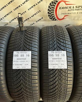 4 PNEUMATICI 195/55 R16 GOODYEAR 4 STAGIONI 75%
