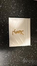 Portacarte bianco con logo YSL