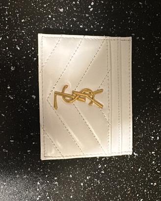 Portacarte bianco con logo YSL