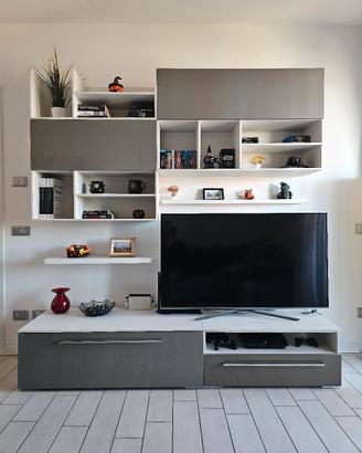 Mobile Tv - Grigio/Bianco effetto rovere Grancasa