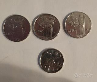 MONETE PICCOLE LIRE 100 E 50 ANNI 90