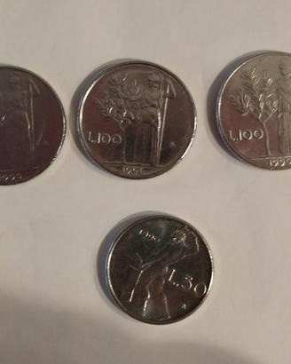 MONETE PICCOLE LIRE 100 E 50 ANNI 90