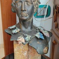 busto bacco in bronzo e marmo 