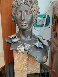 busto bacco in bronzo e marmo 