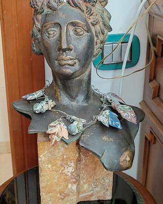 busto bacco in bronzo e marmo 