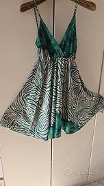 Vestito estivo con fantasia tropicale e zebrata