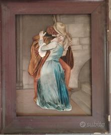 antica opera modellata in velluto, fondo dipinto