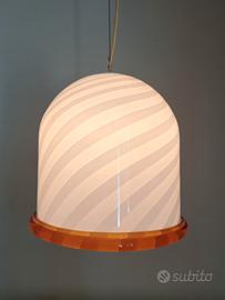 lampadario Murano spirale bianca bordo arancione