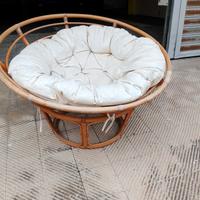 Poltrona vintage papasan in vimini 