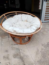 Poltrona vintage papasan in vimini 