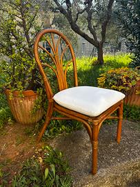 4 sedie rattan/ bambu vintage