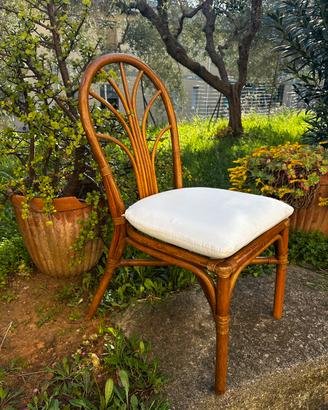 4 sedie rattan/ bambu vintage