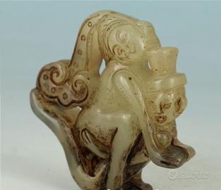 Antico ciondolo/pendente in giada fatto a mano Cin