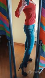Jeans skinny elasticizzati con borchie tg. L