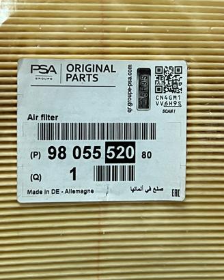 Filtro aria originale PSA 9805552080 Peugeot