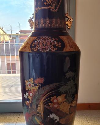 vaso alto da pavimento in porcellana smaltata blu 