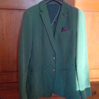 Giacca verde in cotone con fazzoletto