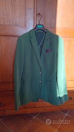 Giacca verde in cotone con fazzoletto