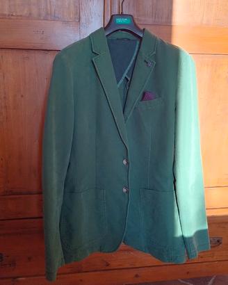 Giacca verde in cotone con fazzoletto