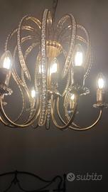 Lampadario a 6 bracci stile romantico in ottone