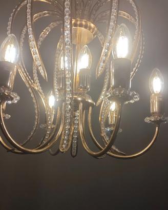 Lampadario a 6 bracci stile romantico in ottone