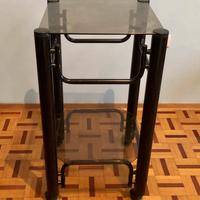 Tavolino carrello in metallo e vetro con ruote