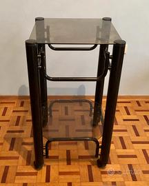 Tavolino carrello in metallo e vetro con ruote