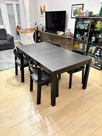 Tavolo BJURSTA Ikea Nero 95 cm x 175 cm + 4 sedie