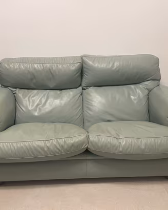 Divano 2 posti in vera pelle celeste – 175 cm