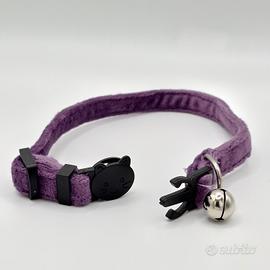 Collare gattino in velluto antisoffocamento viola