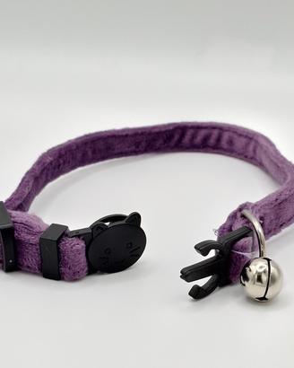Collare gattino in velluto antisoffocamento viola