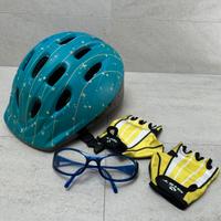 Set casco guanti occhiali per bicicletta bambino