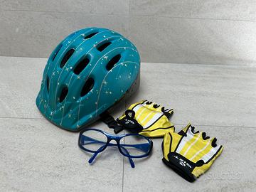 Set casco guanti occhiali per bicicletta bambino