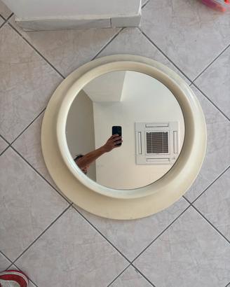 Specchio vintage tondo space age anni 70 resina